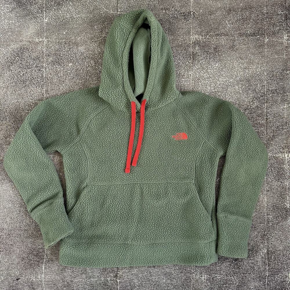 Women's The North Face Light Green Deep Pile Fleece Hoodie Pullover Jacket Sz M